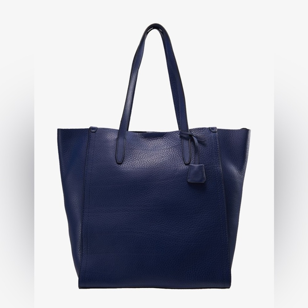 J. Crew “Signet” Navy Blue Dark Ink Pebbled Leather Tote - beautiful!